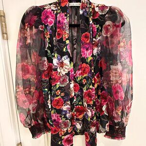 Alice + Olivia floral silk blouse